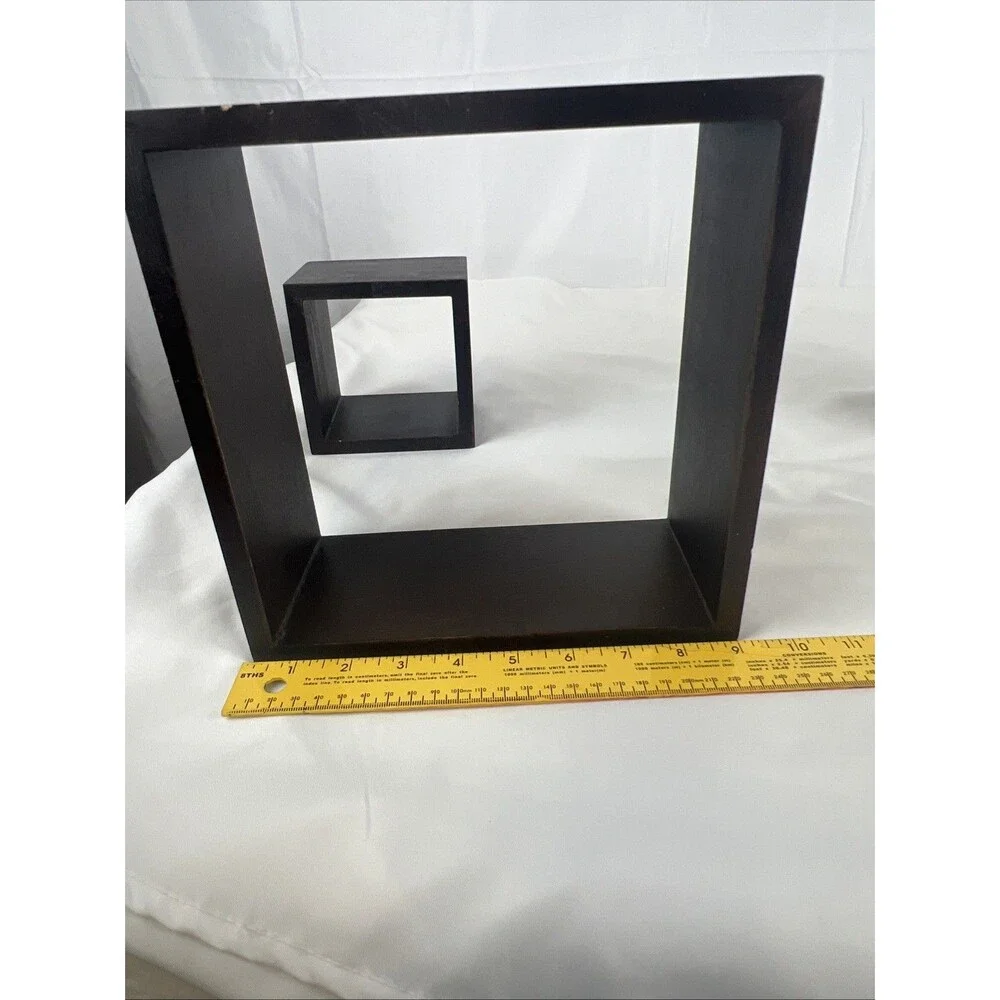 Set of 3 Black Floating Box Wall Shelves Shadow Cube Display Shelves Decor